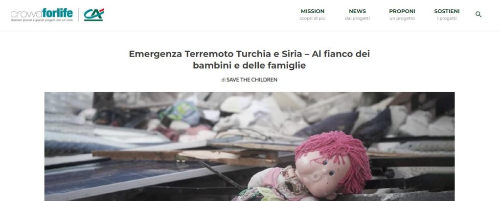 raccolta, Crédit Agricole, Save the Children